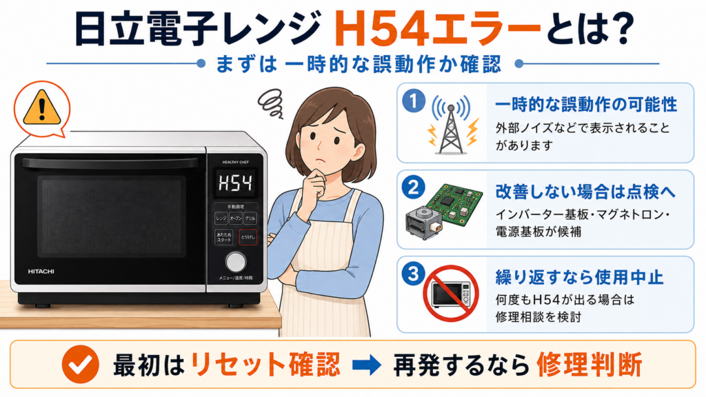 日立電子レンジH54エラーの原因と修理代・直し方を解説 - うちの家電